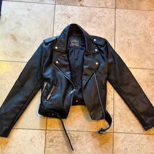 Levi's Black Leather Jacket with Logo Patch